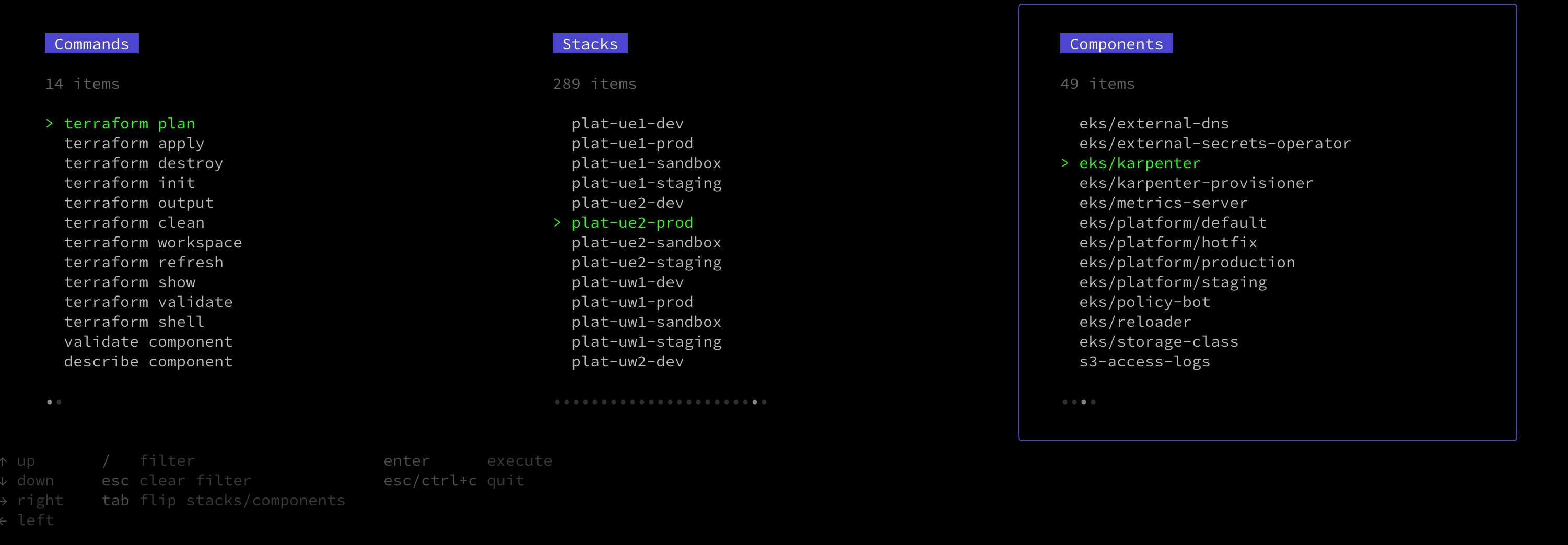 `atmos` CLI command mode 1